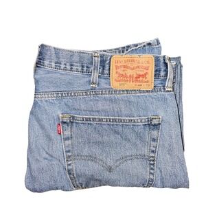 Levi's 505 Regular Fit Jeans Men's W44 L30 Light Wash Denim‎ Distressed Pants